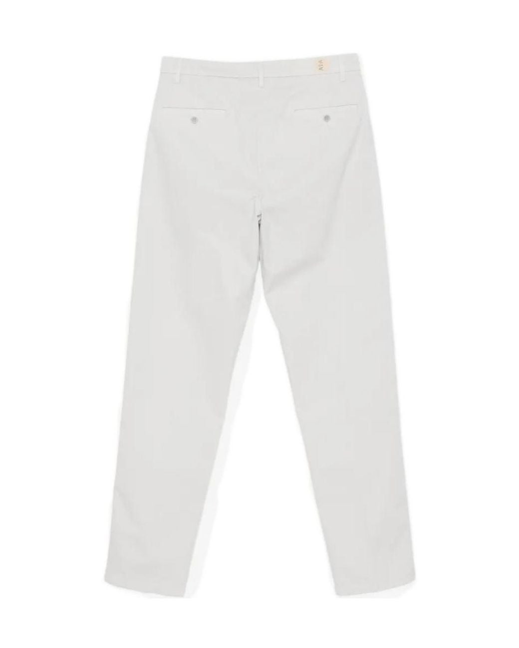 Aspesi White Pleated Cotton Trousers for men