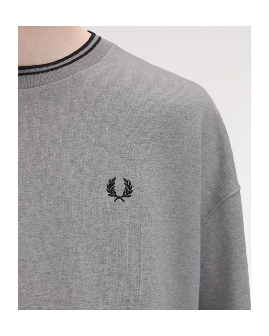Fred Perry Gray Oversized Tipped Sweatshirt for men