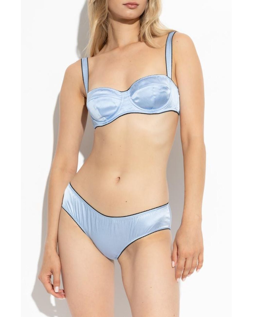 Dolce & Gabbana Blue Elastic Waist Satin Panties