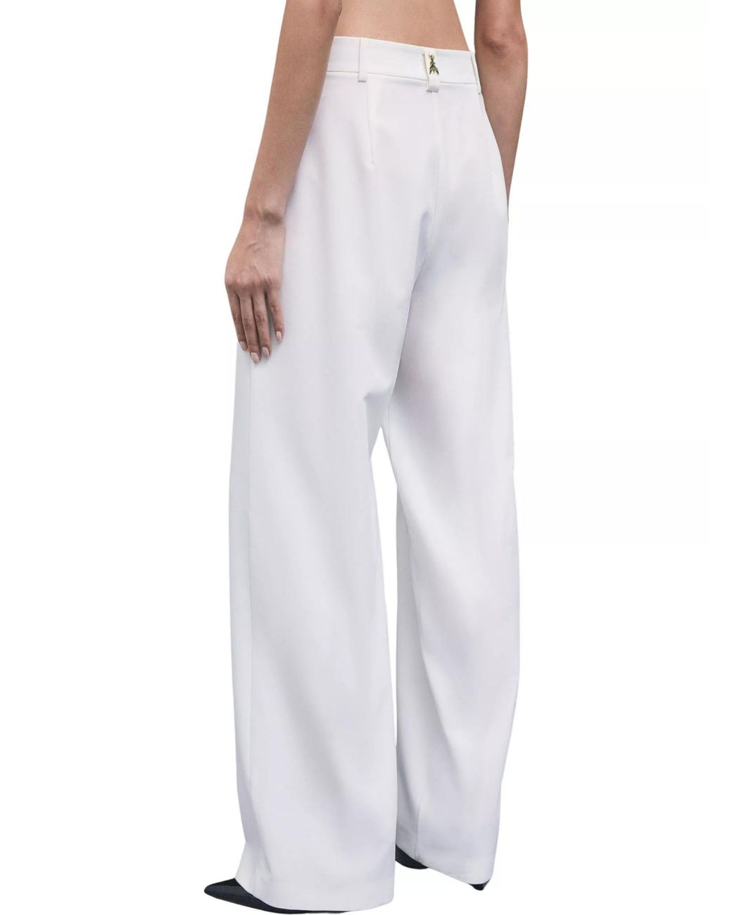 Patrizia Pepe White Fluid Pleated Wide-Leg Trousers