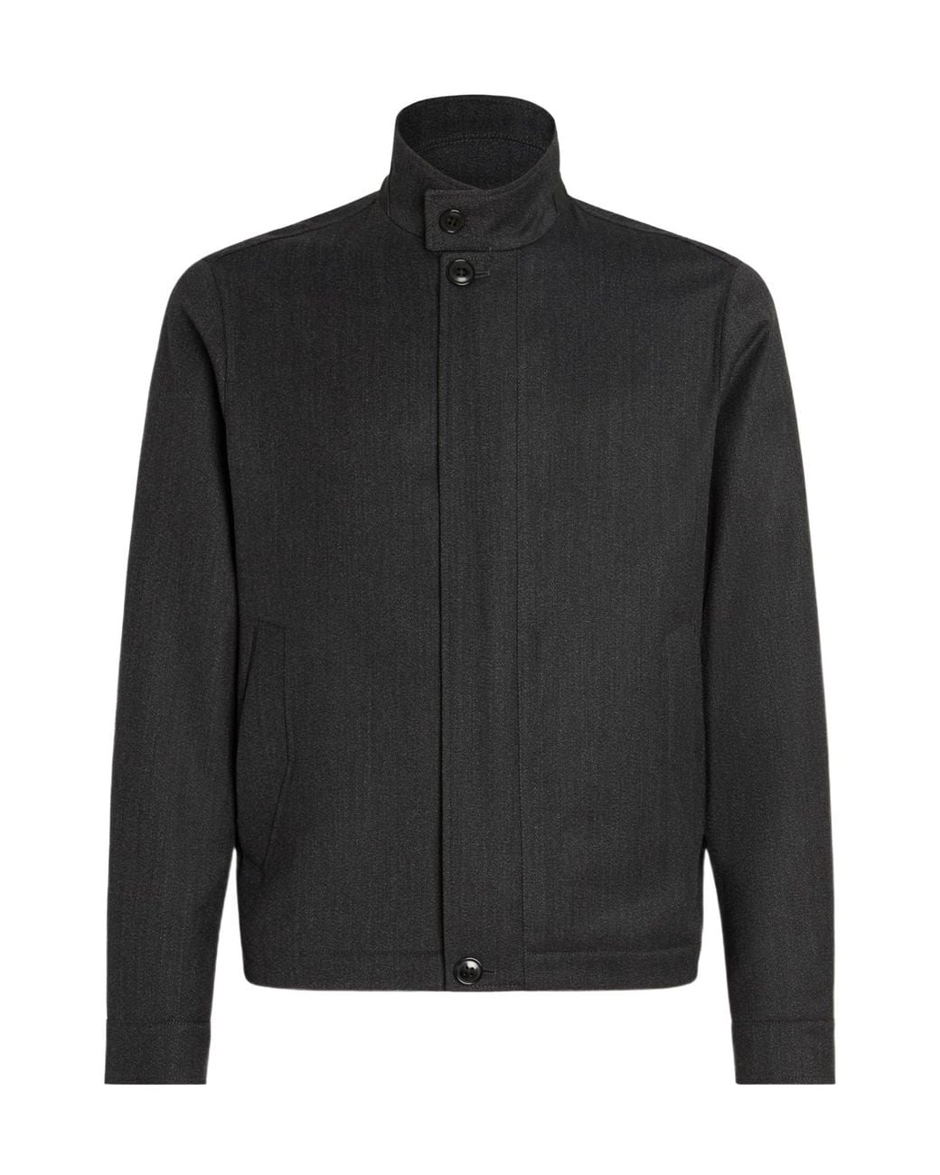 Zegna Black High-Neck Wool Jacket for men