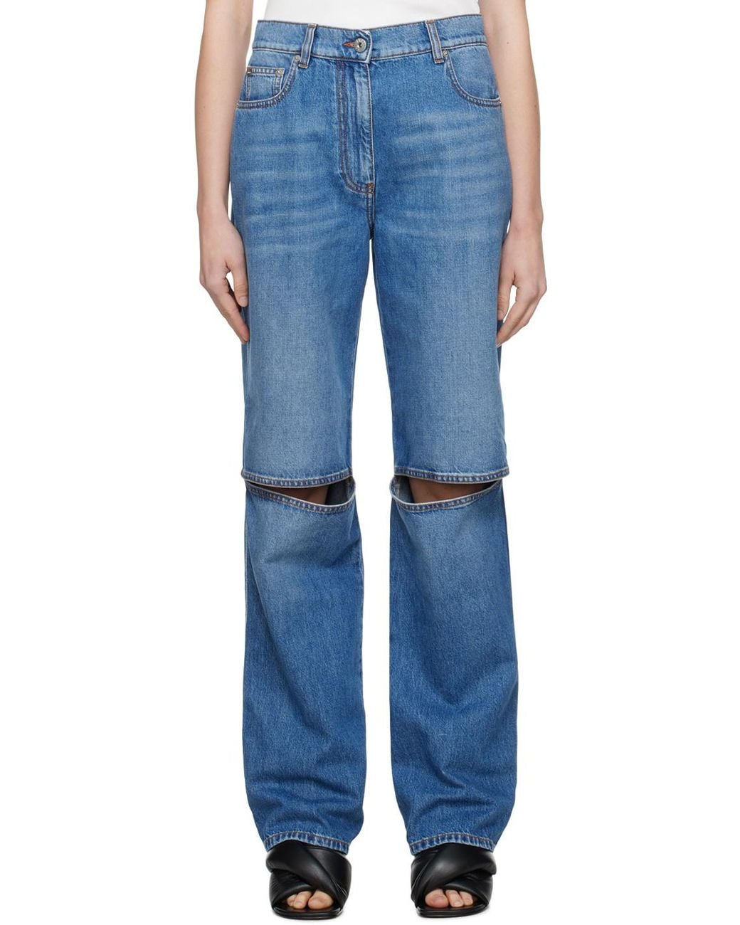 J.W. Anderson Blue Jw Anderson Cut-Out Knee Bootcut Jeans