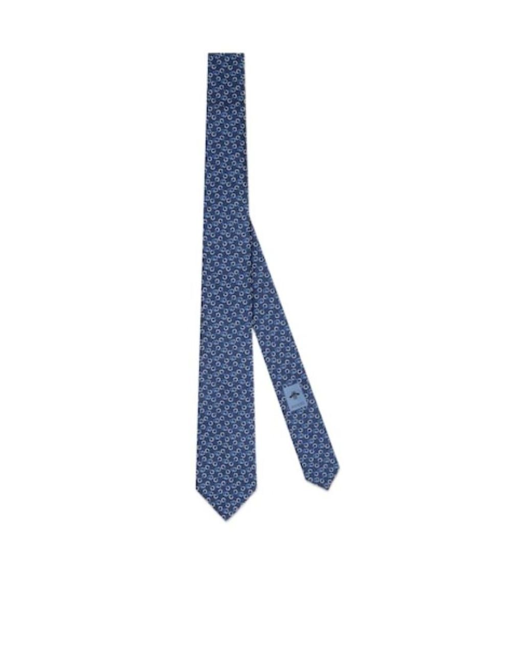 Gucci Blue Interlocking G Silk Tie for men