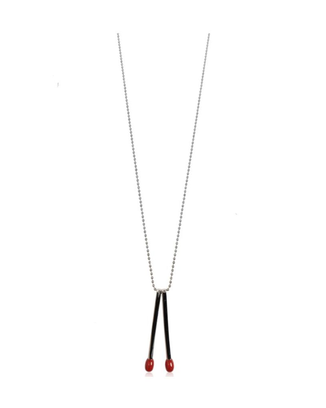 DSquared² White Matchstick Pendant Chained Necklace for men