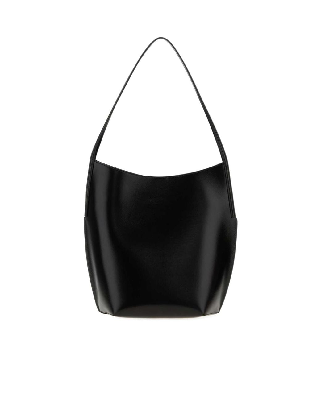 Jil Sander Black Kante Curved Tote Bag
