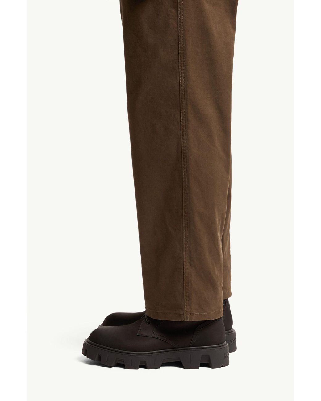 Moncler Brown Logo Patch Straight-Leg Pants for men