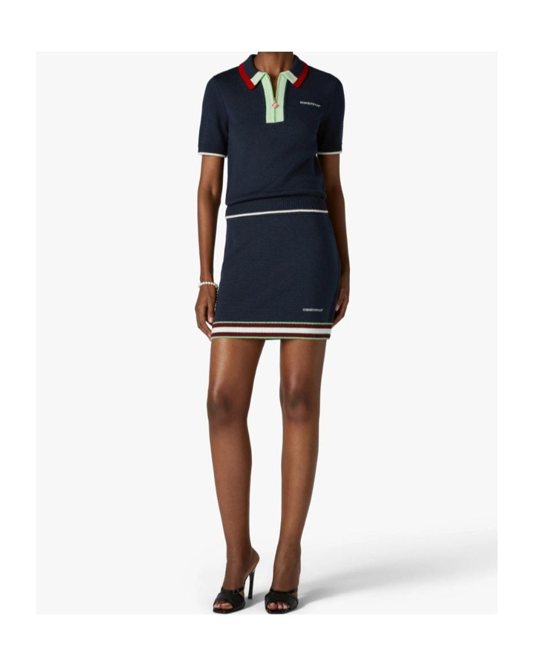 Casablanca Blue Embroidered-Logo Striped Shorts
