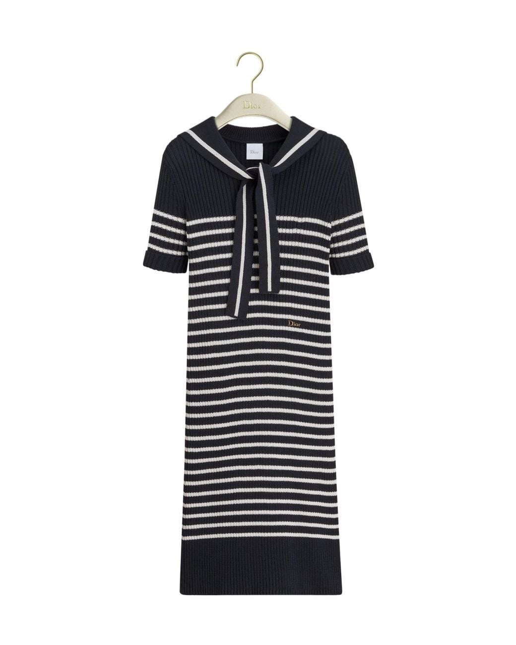 Dior Black Iviera Marinière Straight Dress With Sailor Collar