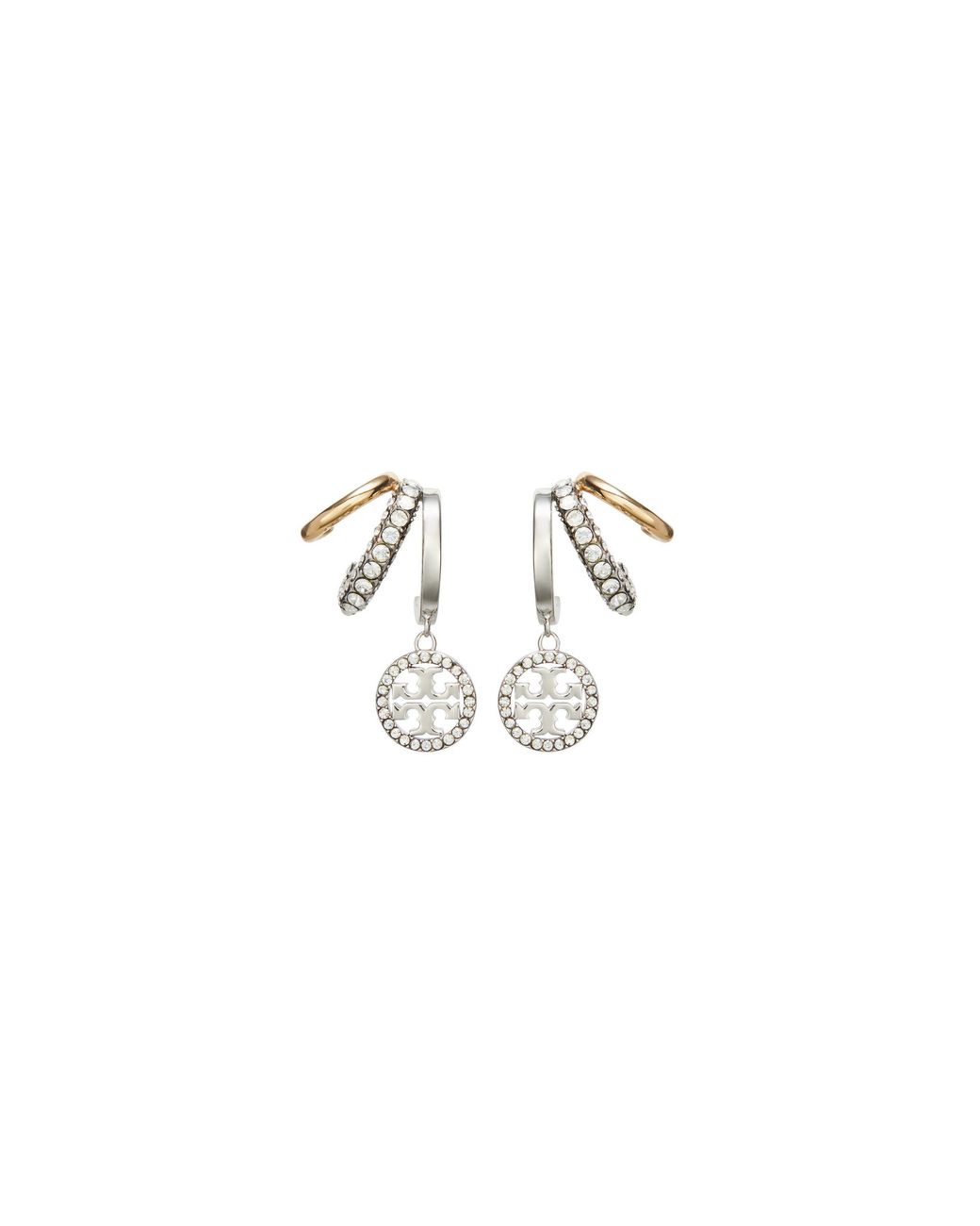 Tory Burch White Miller Pavé Teardrop Earrings