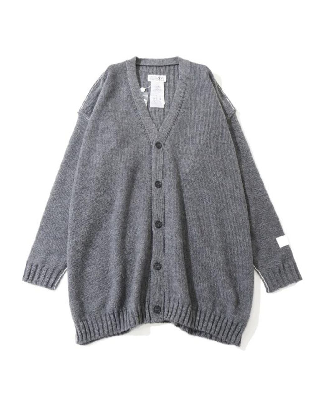 MM6 by Maison Margiela Gray Button-Fastening Oversized Knitted Cardigan