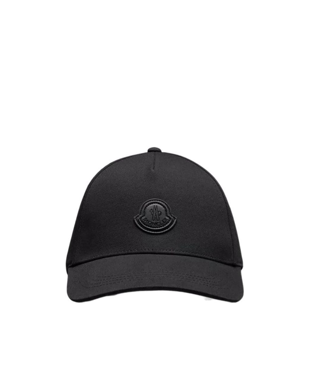 Moncler Black Logo Patch Curved Peak Baseball Cap for men