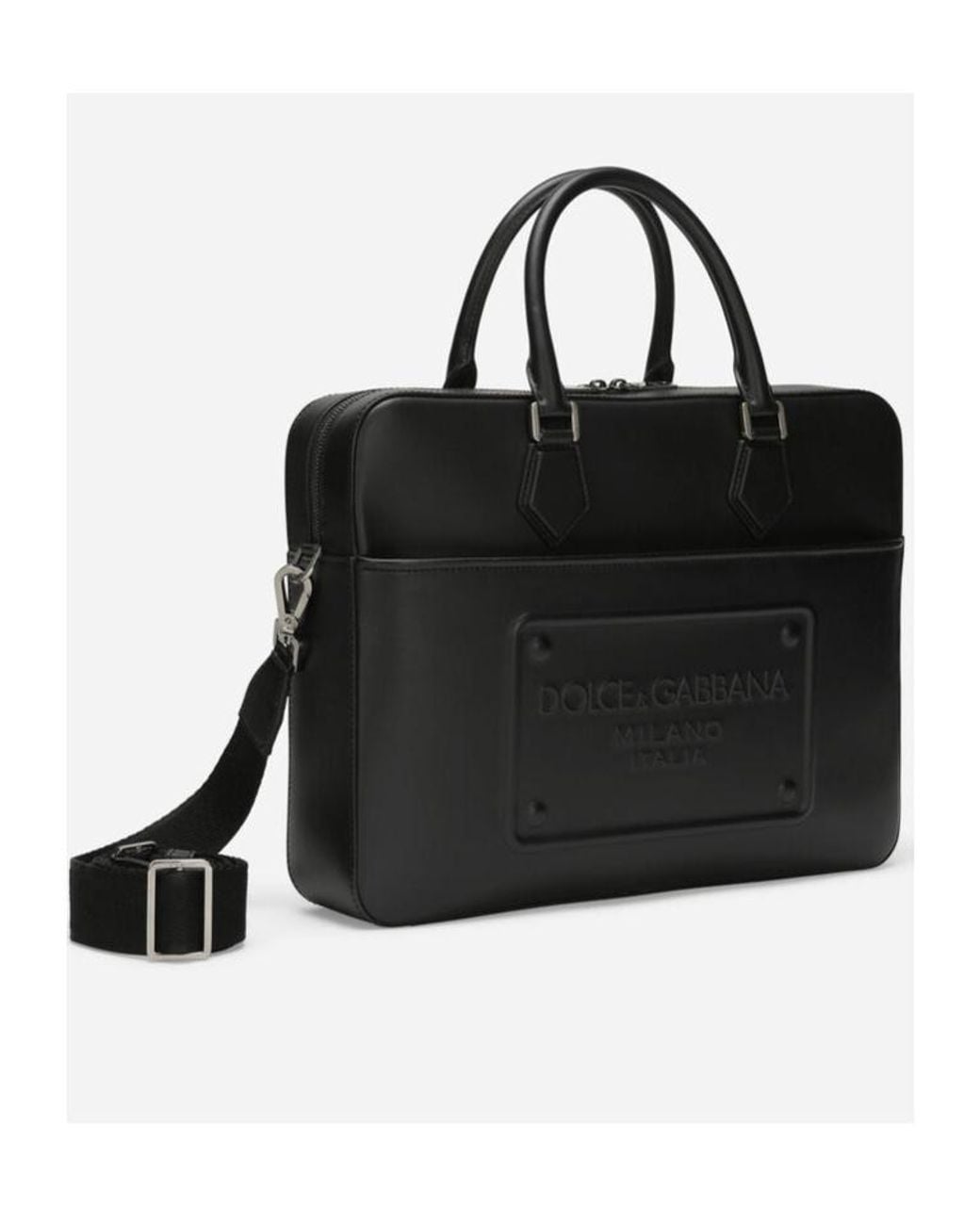 Dolce & Gabbana Black Milano Logo Tag Briefcase for men
