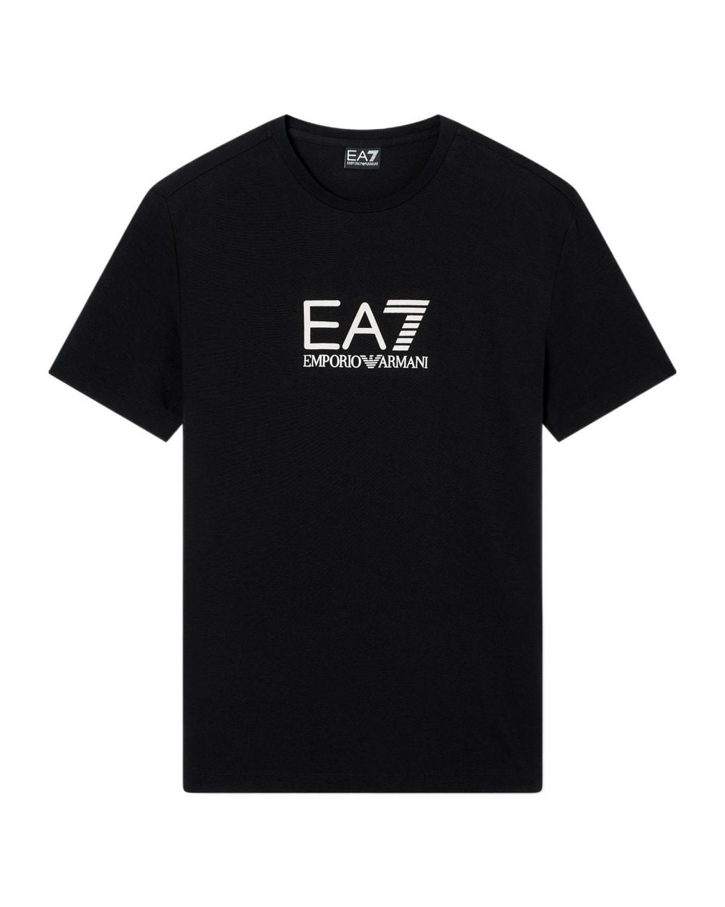 EA7 Black Logo-Printed Crewneck T-Shirt for men