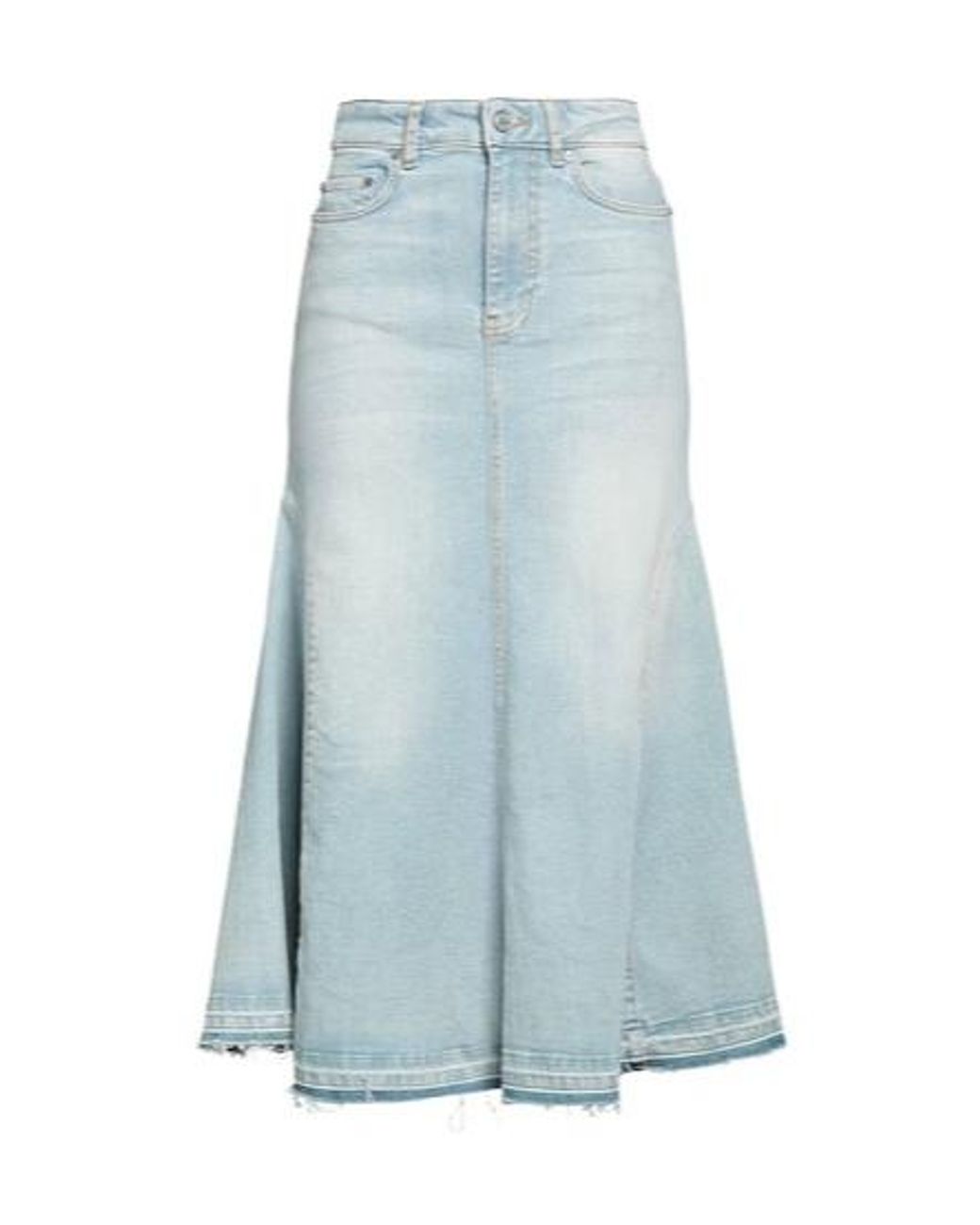 Ganni Blue Denim Midi Skirt