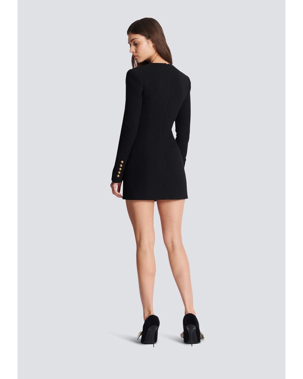 Balmain Black V-Neck Layered Dress