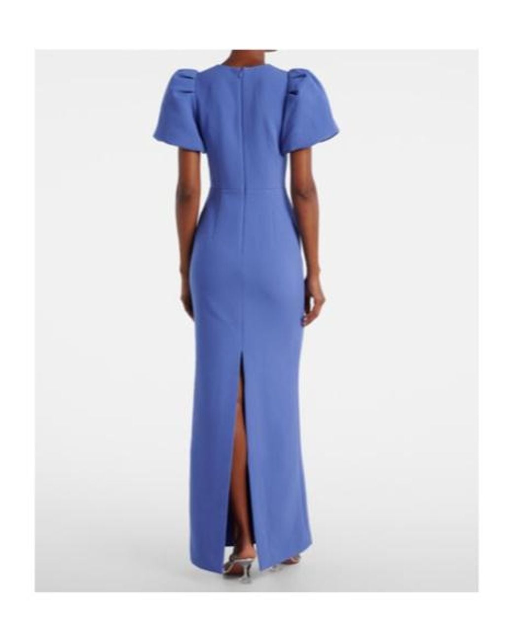 Rebecca Vallance Blue Violetta Bow-Detail Embellished Crêpe Gown