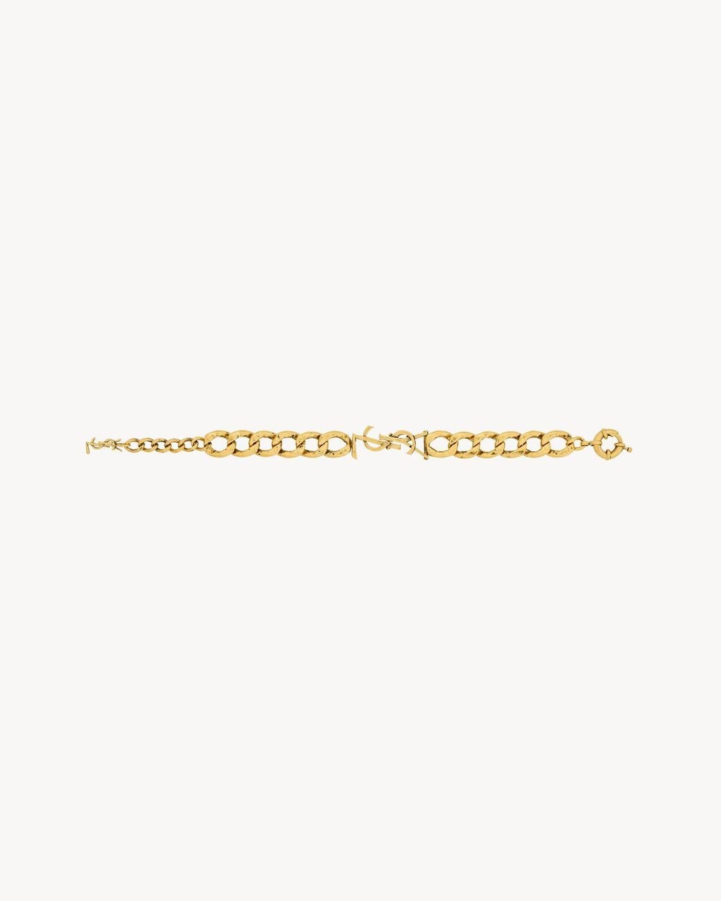 Saint Laurent Metallic Cassandre Chain Bracelet