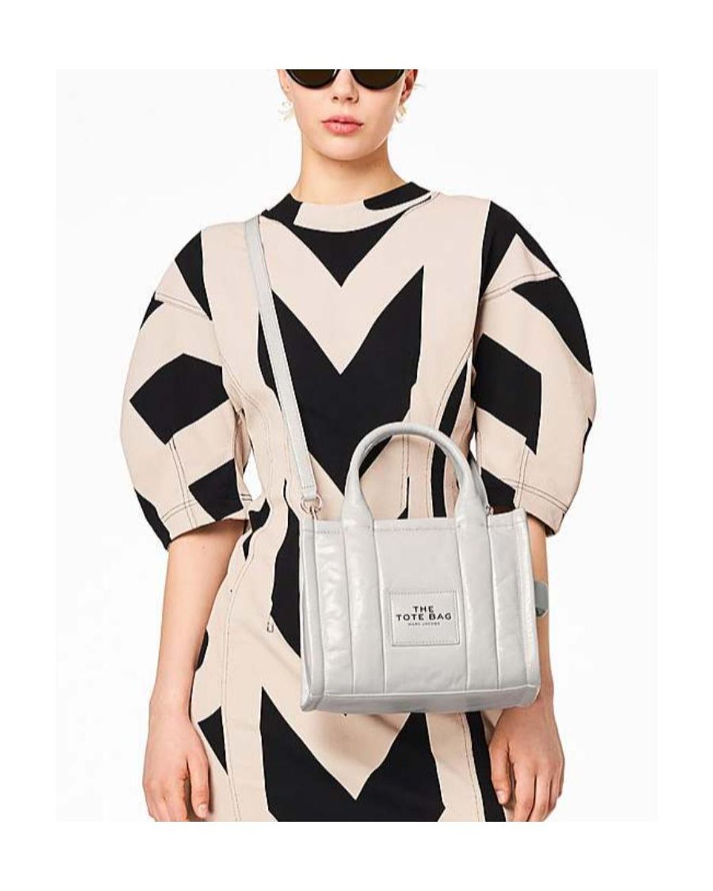 Marc Jacobs Gray Logo Patch Zipped Small Tote Bag