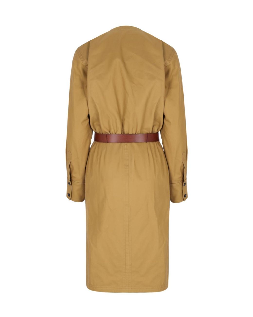 Saint Laurent Natural V-Neck Belted Dress