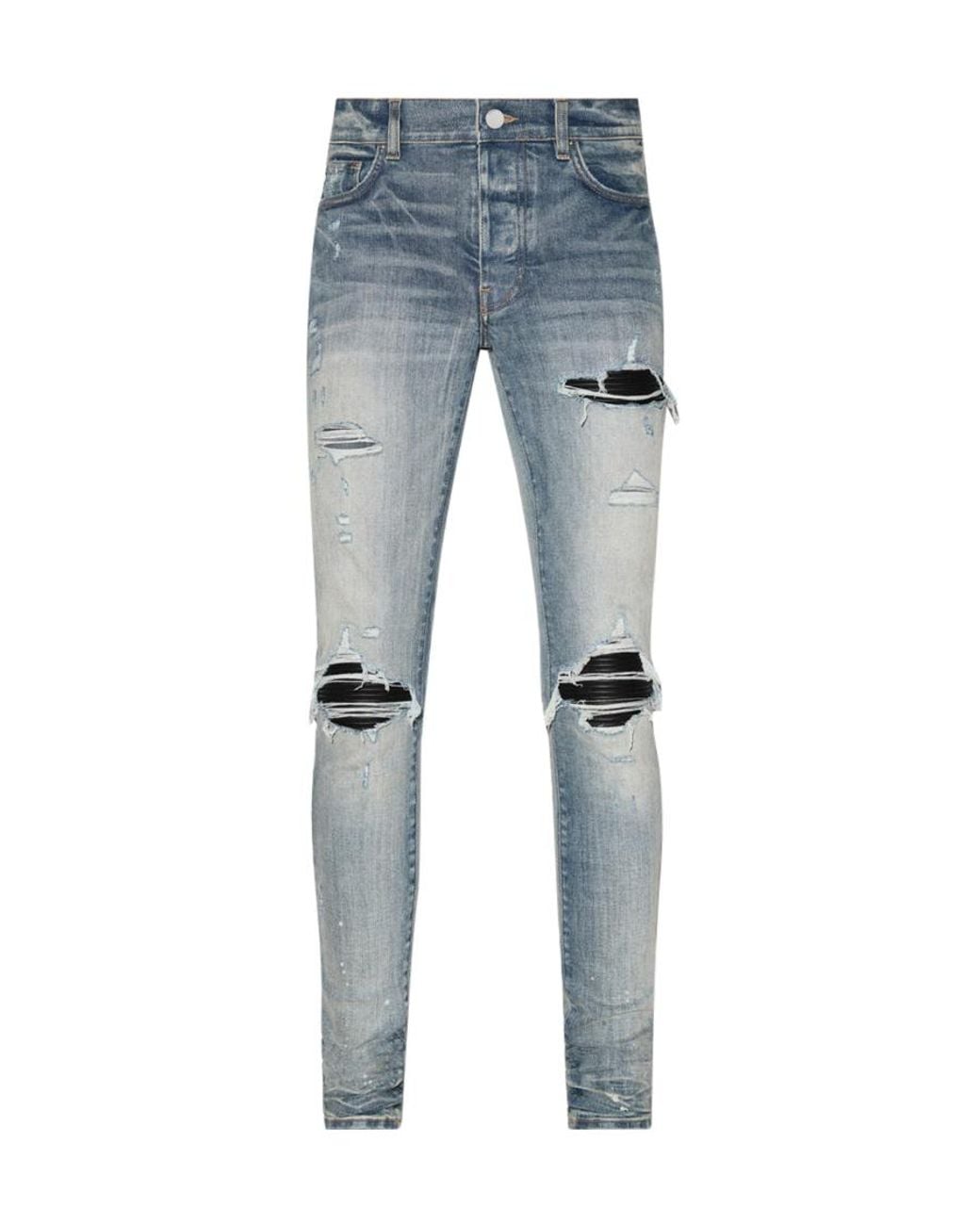 Amiri Blue Distressed-Finish Ripped Skinny Jeans for men