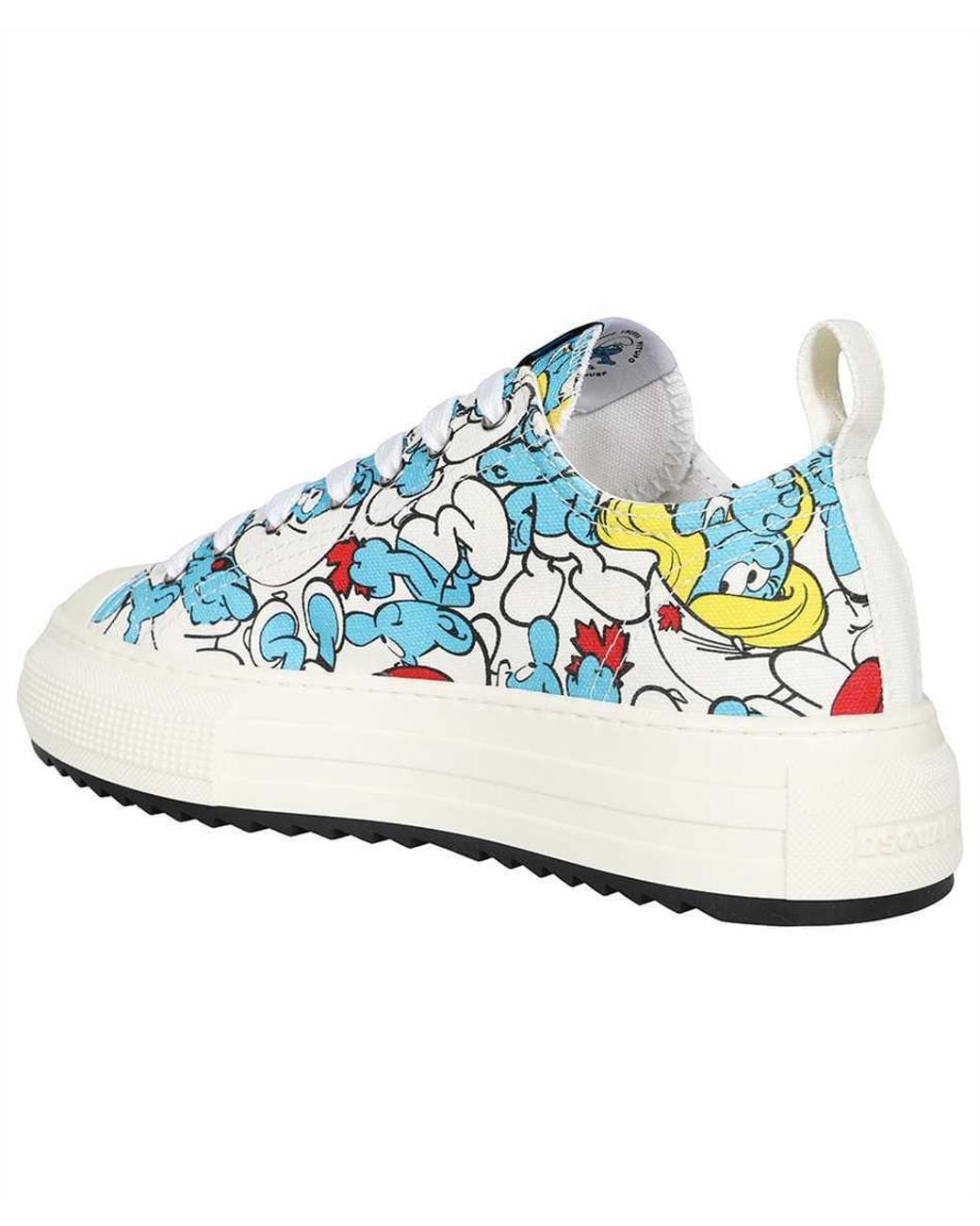 DSquared² White X Smurfs Lace-Up Sneakers for men