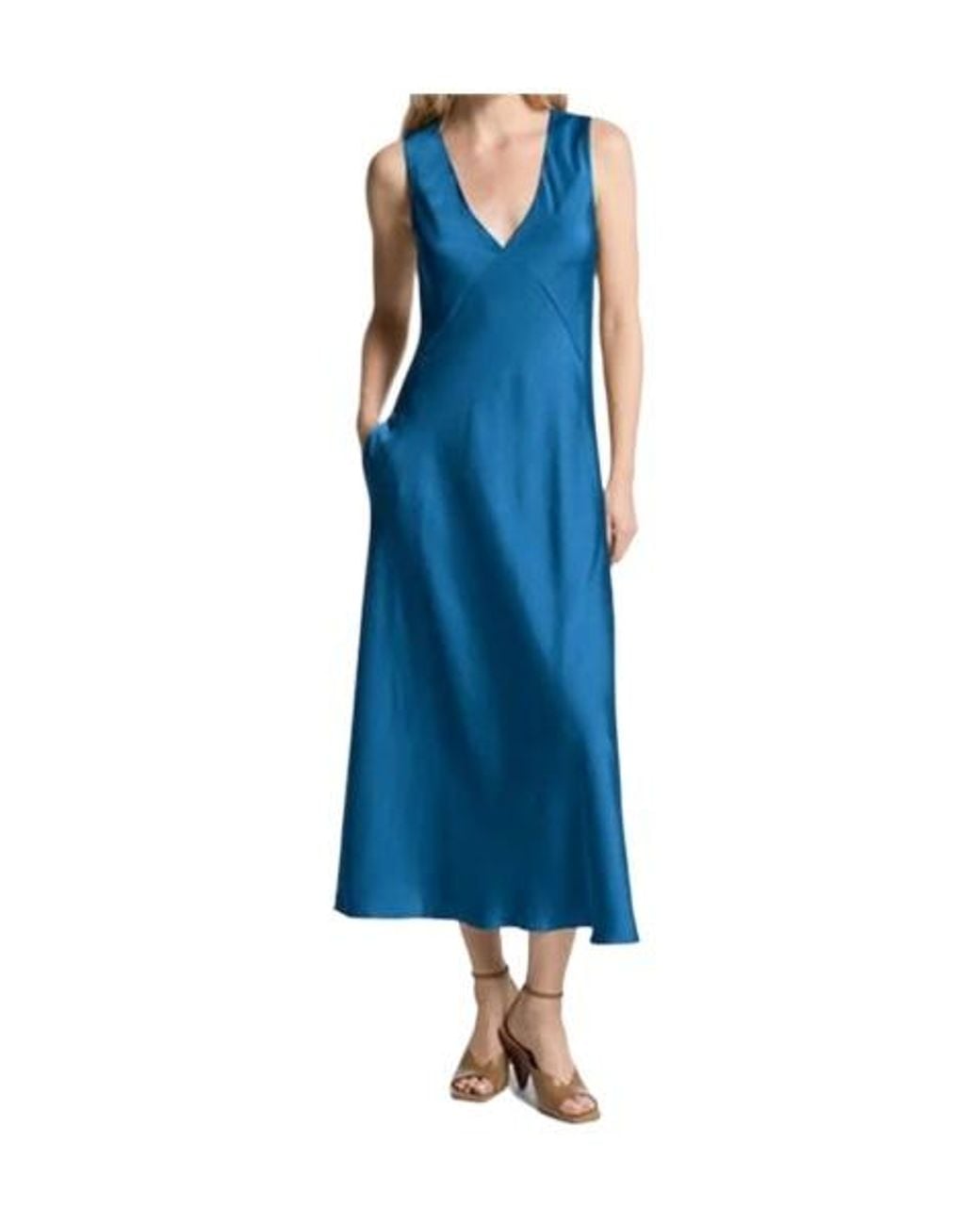 Michael Kors Blue Michael Satin Midi Dress