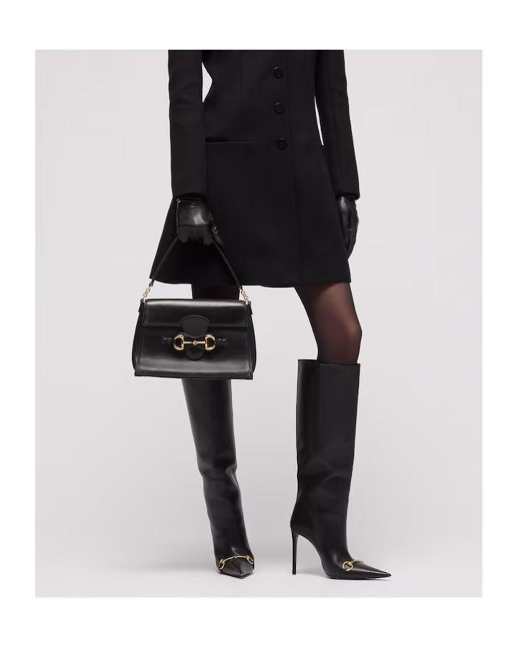 Gucci Black Horsebit Duomo Medium Top Handle Bag