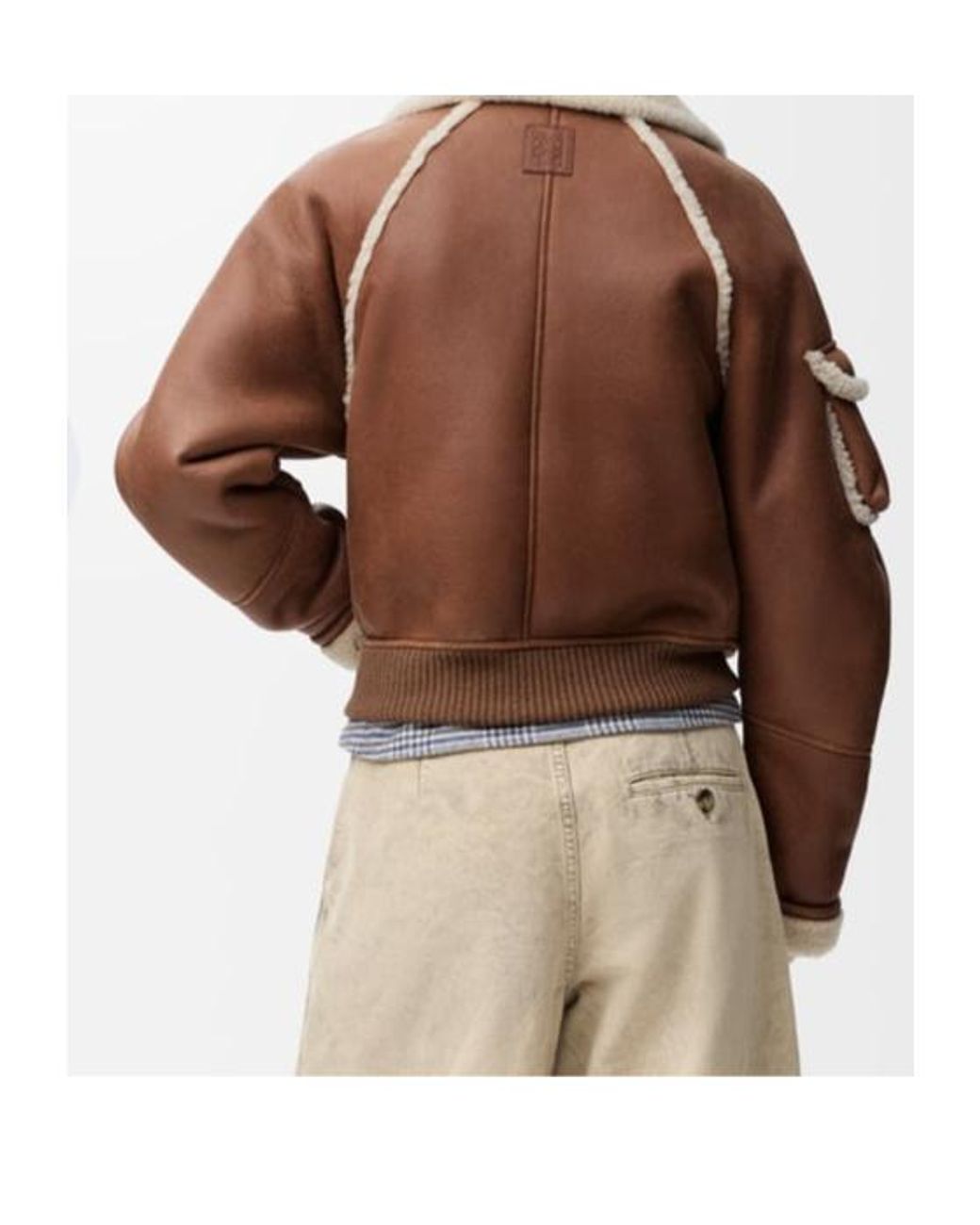 Loewe Brown Shearling-Trimmed Bomber Jacket