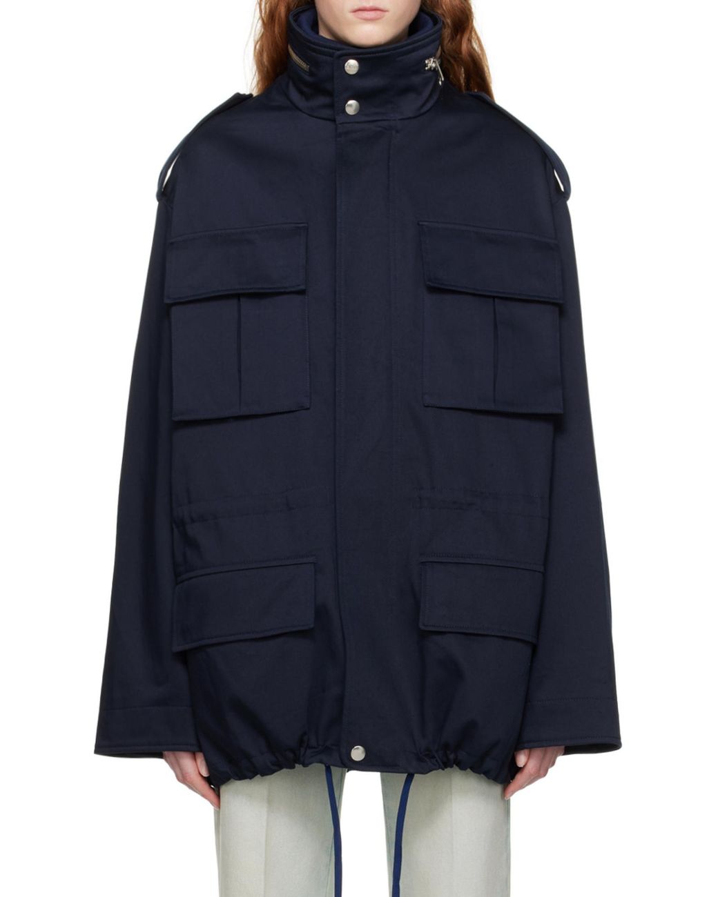 AMI Blue Ami High-Neck Zip-Up Jacket for men