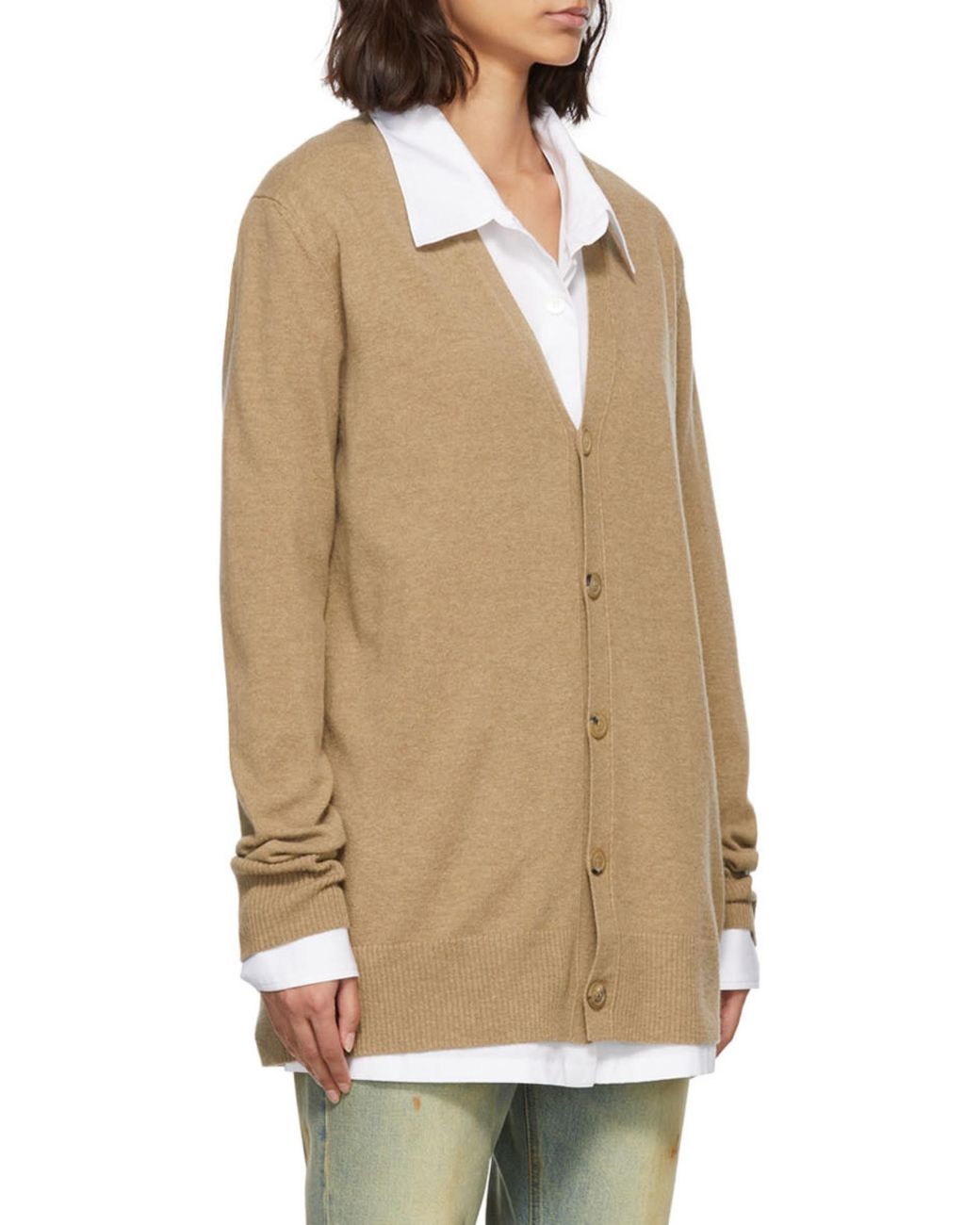 Maison Margiela Brown V-Neck Cardigan for men
