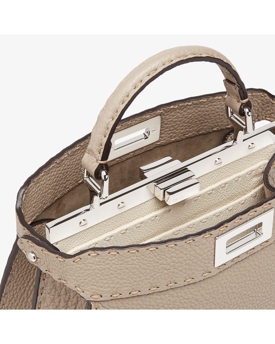 Fendi Natural Dove Selleria Bag With 1254 Hand-Sewn Topstitches