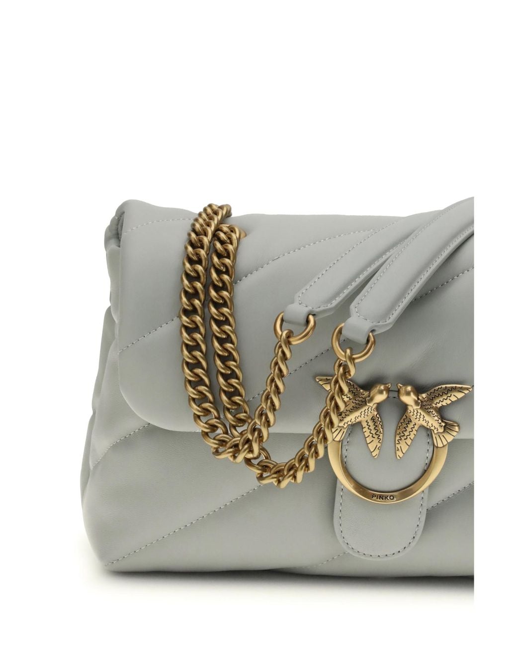 Pinko Gray Love Classic Puff Maxi Quilted Shoulder Bag