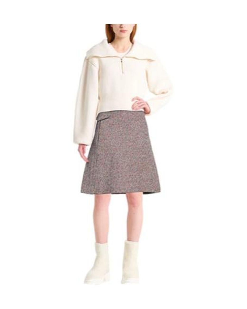 Chloé Gray Multi-Color Tweed A-Line Skirt
