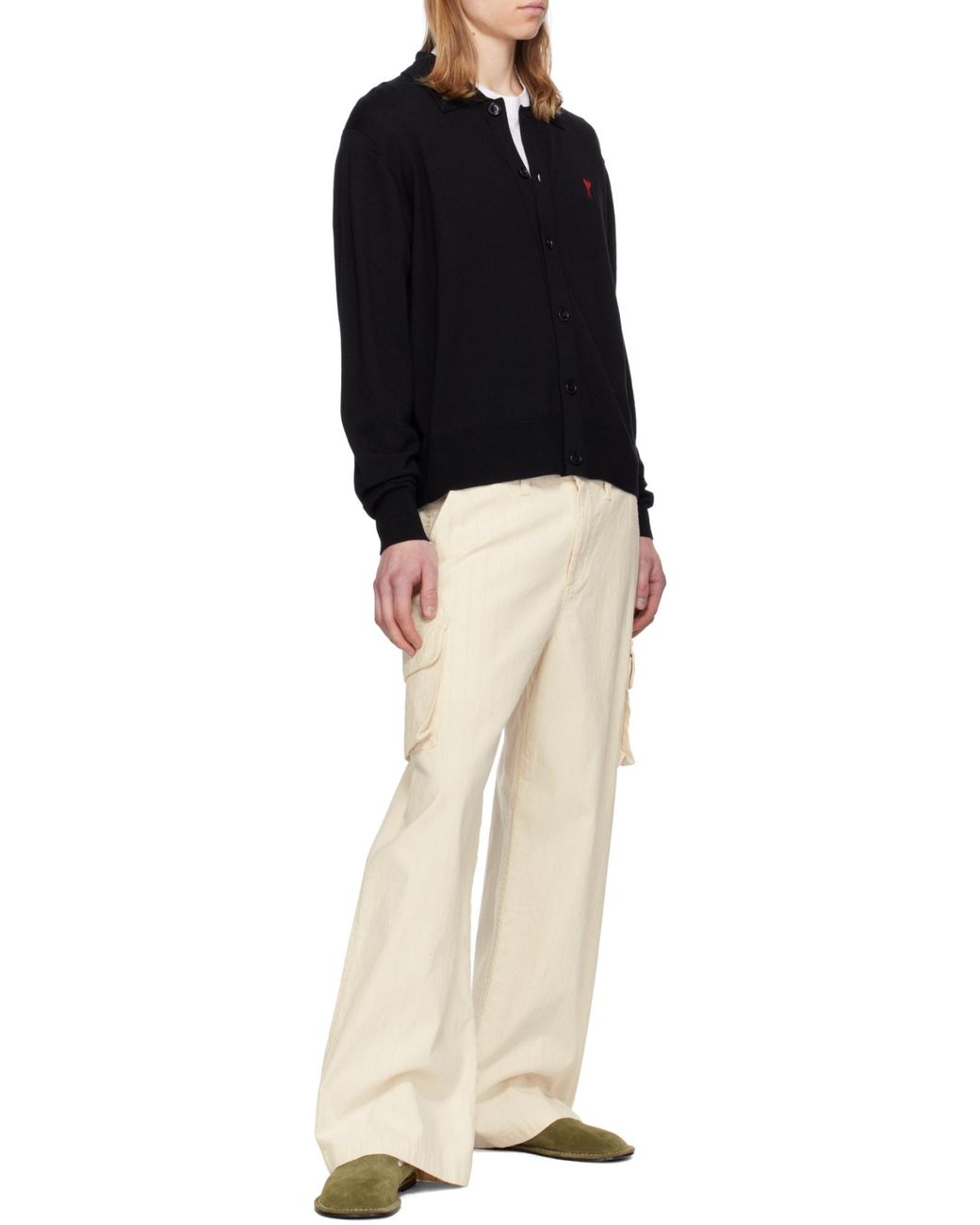 AMI Blue Ami De Coeur Knitted Cardigan for men