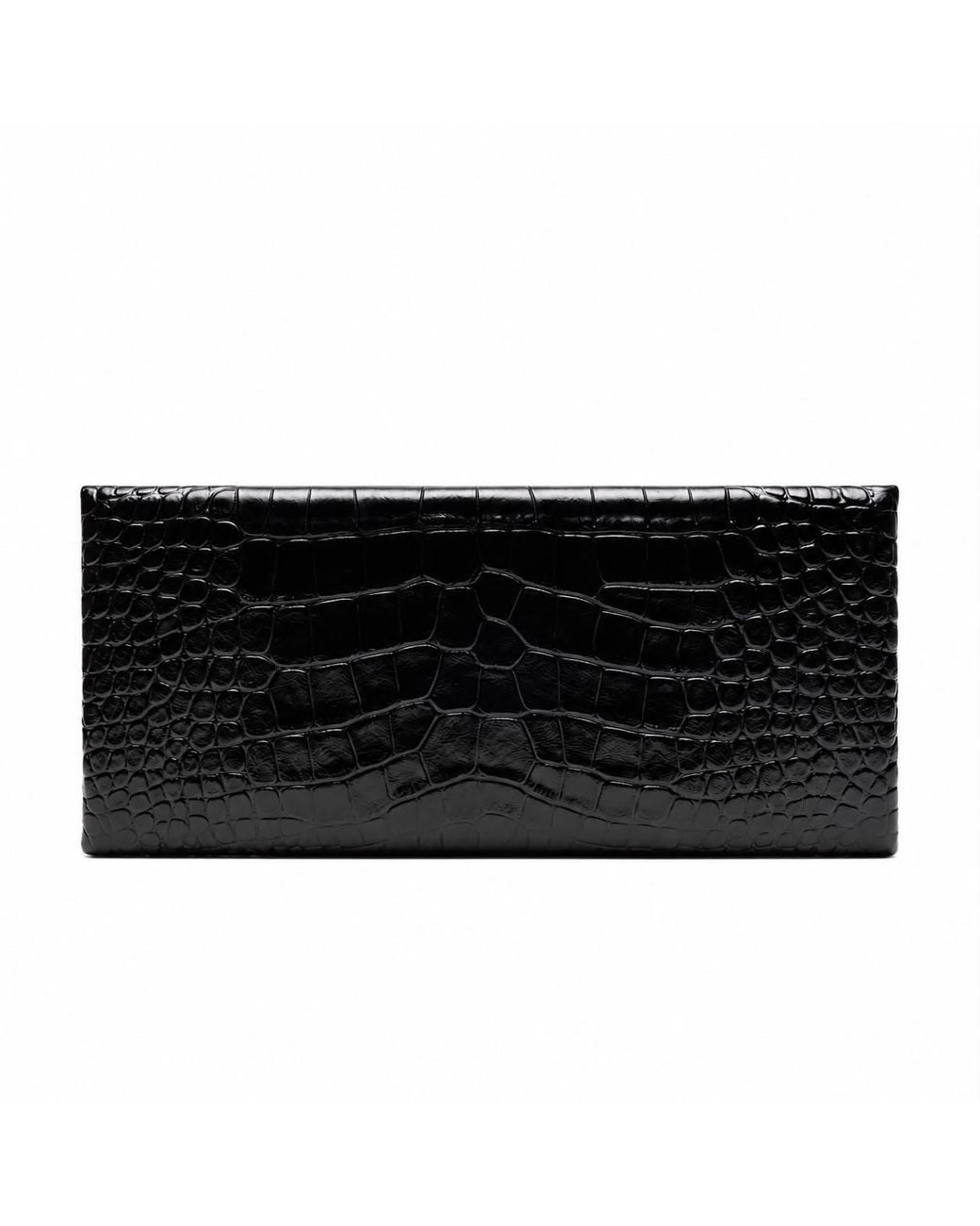 Tom Ford Black Tumbled Printed Embossed Leather Arc Clutch Bag