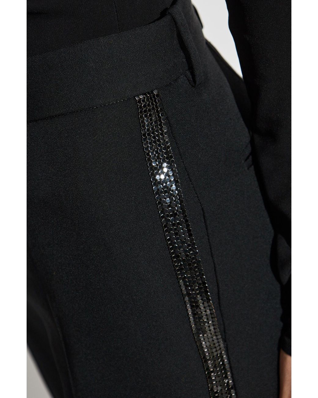 Versace Black Embellished Tailored Trousers
