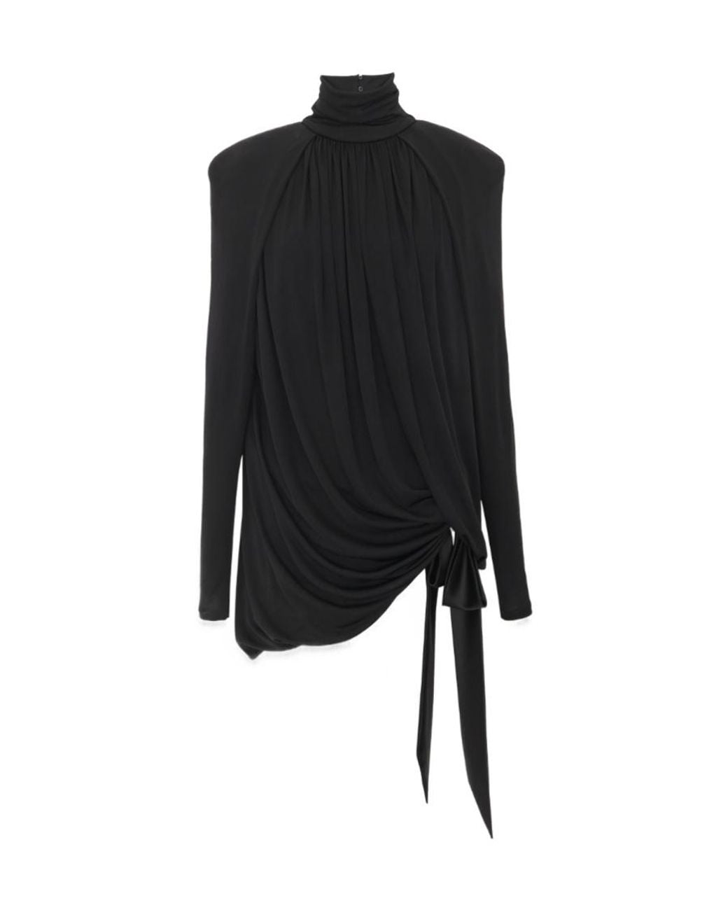 Saint Laurent Black Draped Jersey Mini Dress