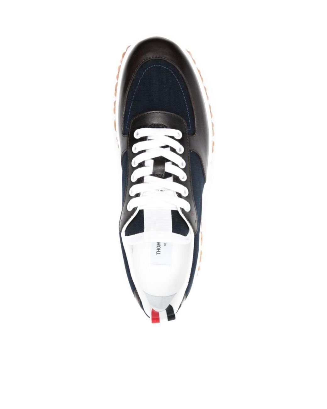 Thom Browne Blue Letterman Panelled Lace-Up Sneakers for men