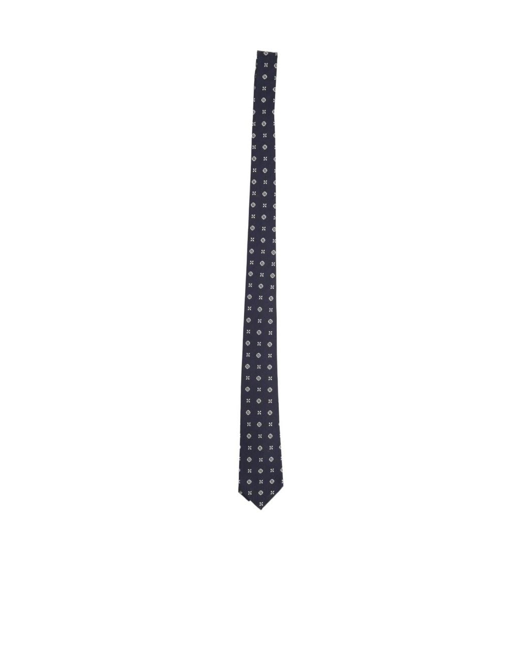Saint Laurent White Embroidered Jacquard Tie for men
