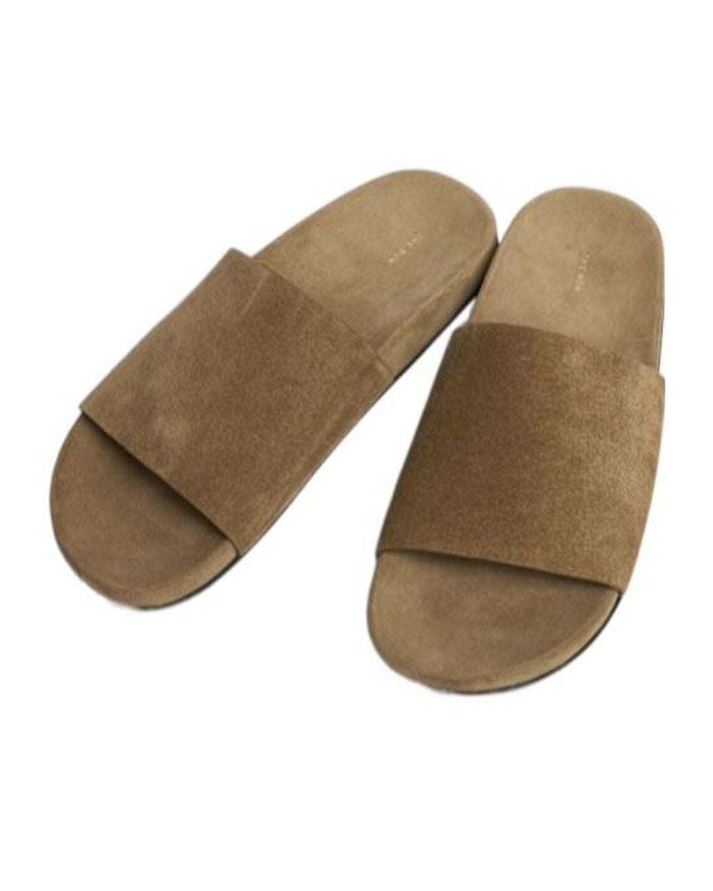 The Row Brown Hugh Leather Flat Slides