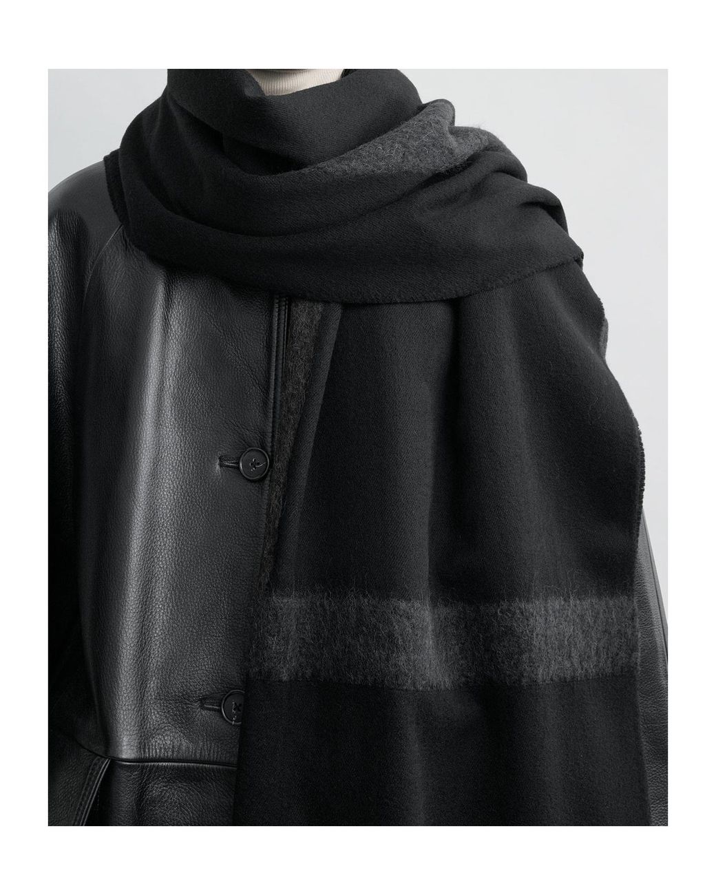 Totême Black Totême Monogram Twill Scarf