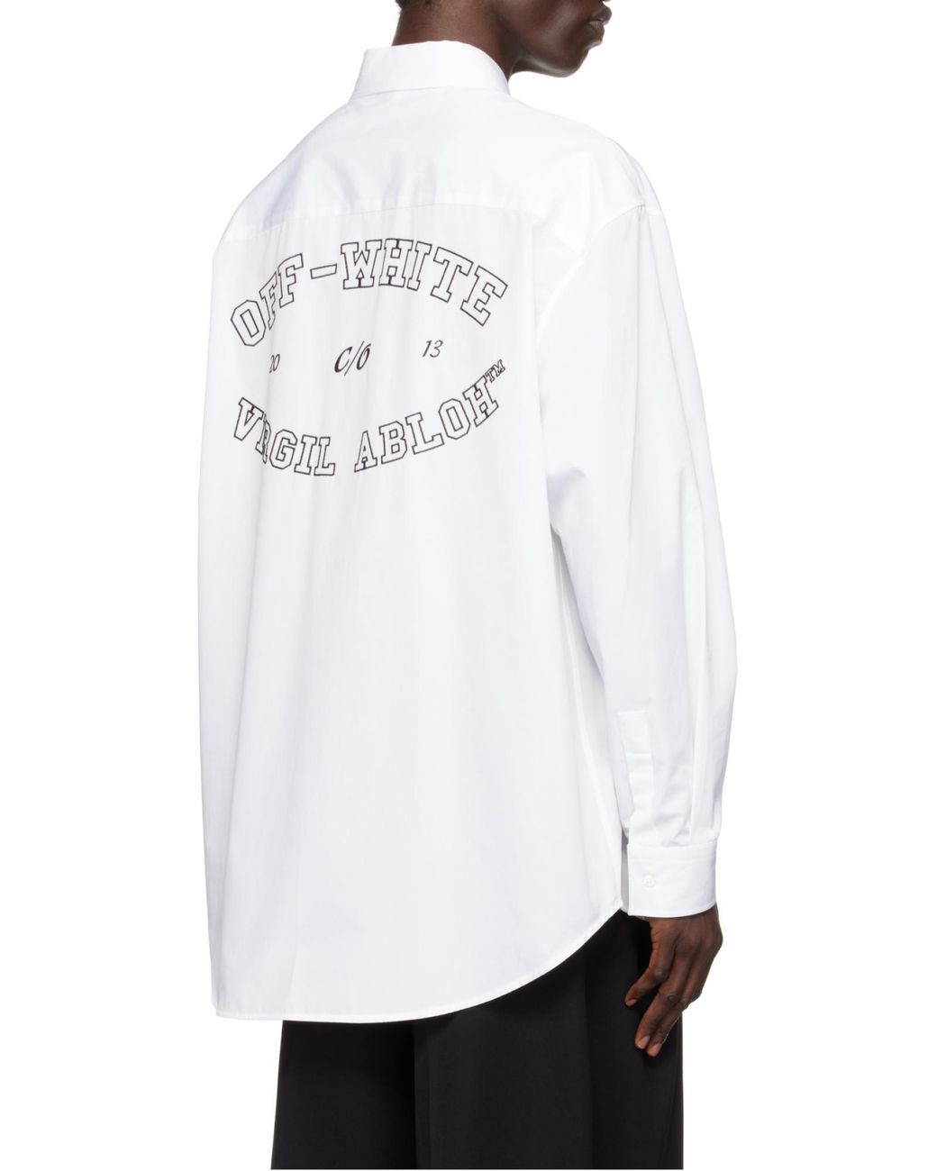 Off-White c/o Virgil Abloh White Logo Embroidered Long-Sleeved Shirt for men