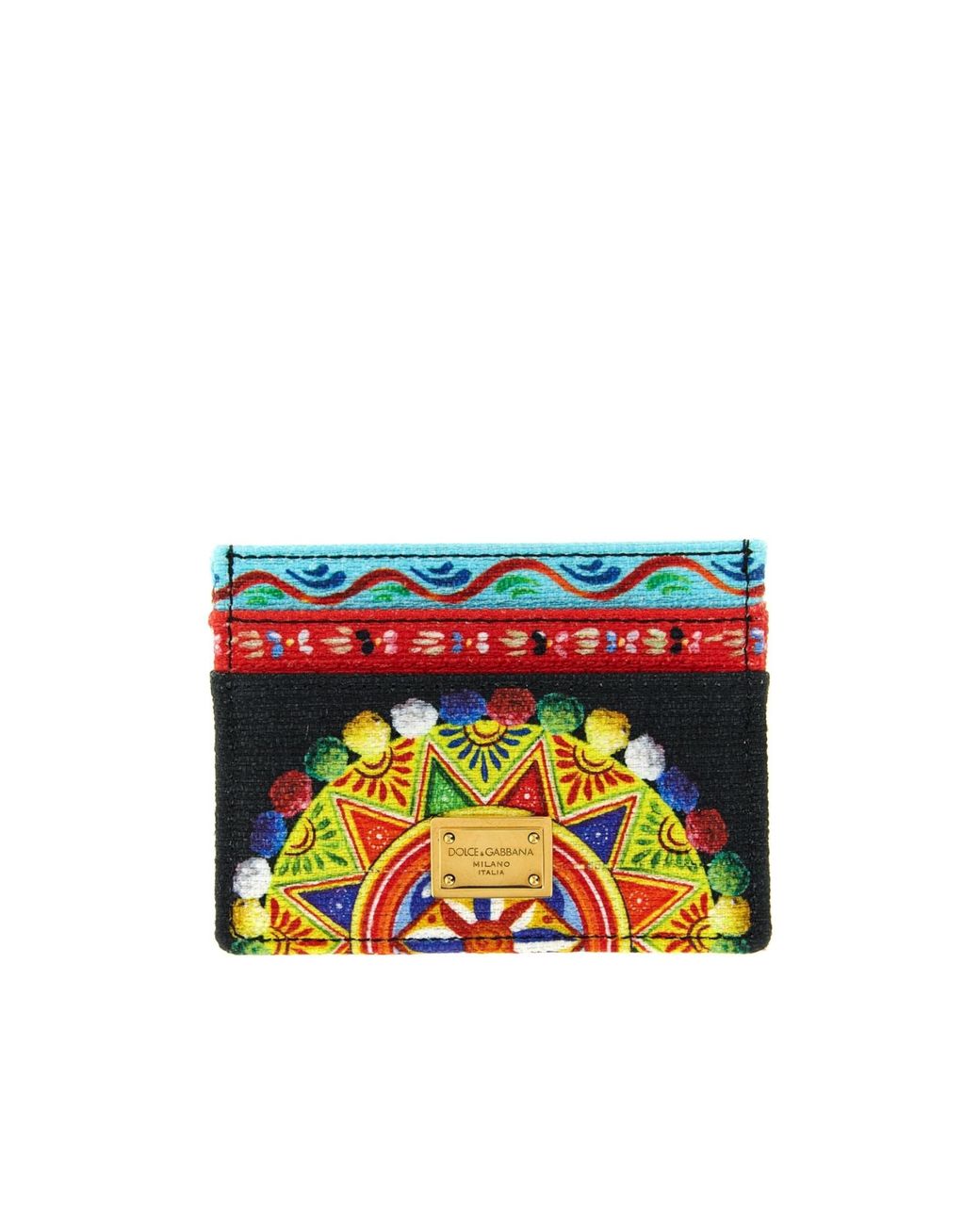 Dolce & Gabbana Multicolor Carretto Print Card Holder Wallet