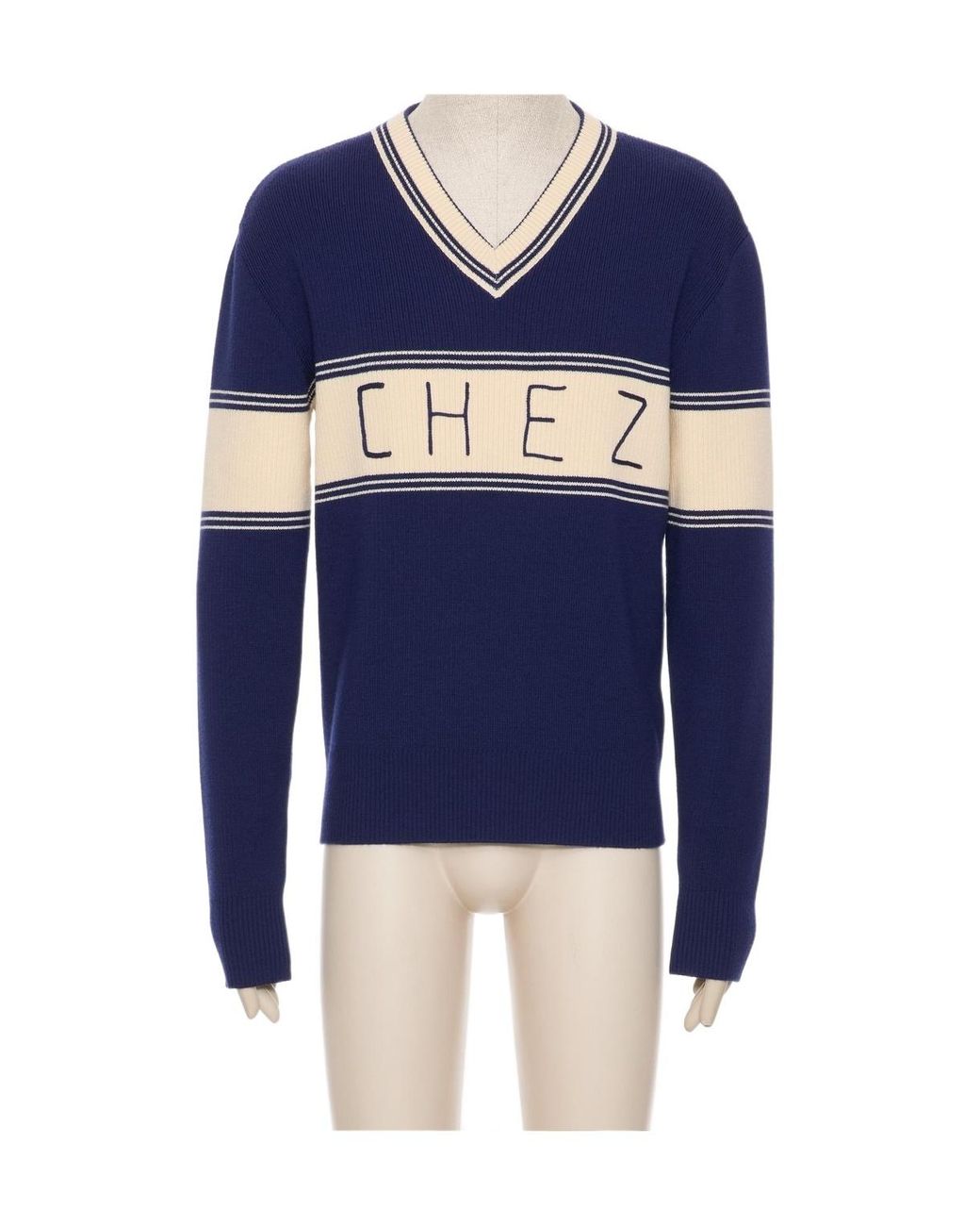 Valentino Blue Chez V-Neck Jumper for men