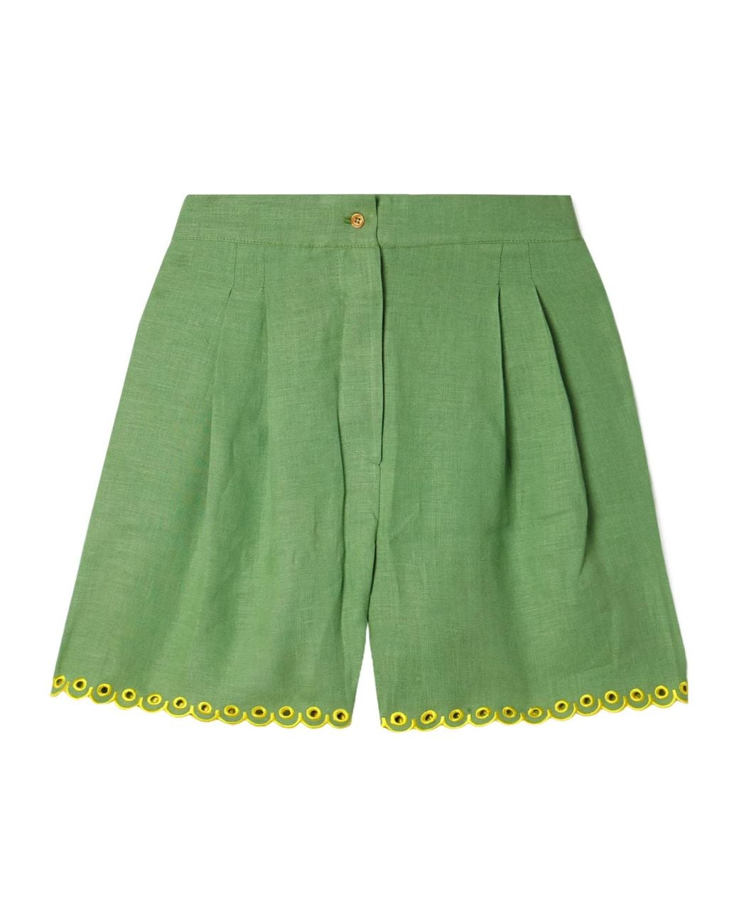 Sleeper Green Trimmed Linen Pajama Shorts