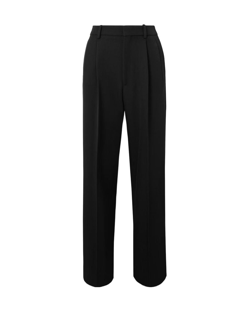 Victoria Beckham Black Wool Pleated Casual Pants
