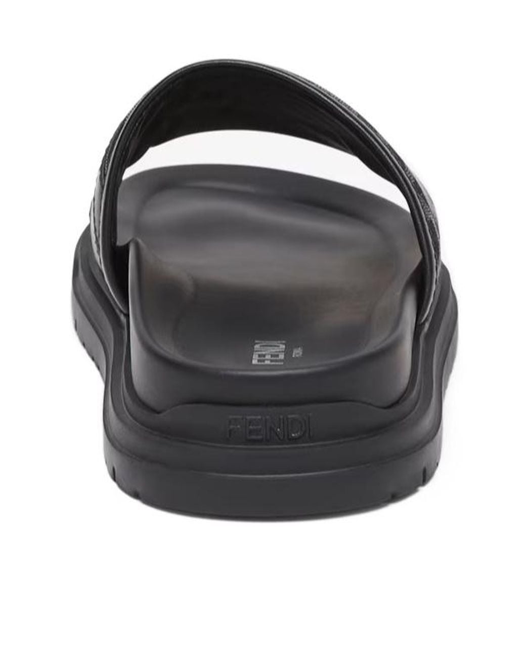 Fendi Black Ff Jacquard Open Toe Slides for men