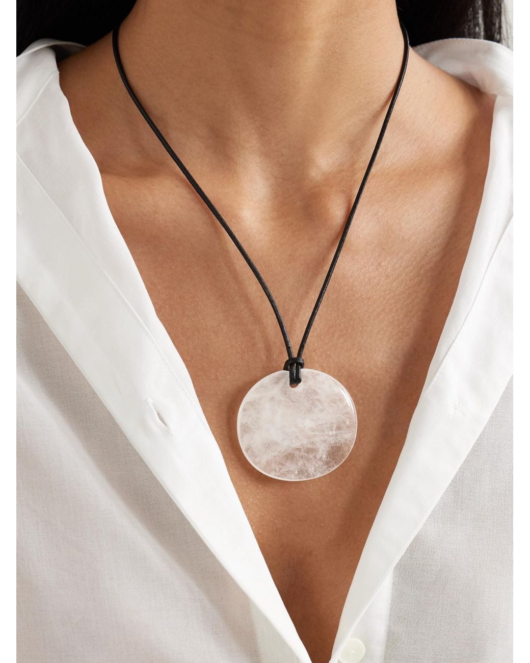 Sophie Buhai White Medium Full Moon Cord, Quartz And Necklace