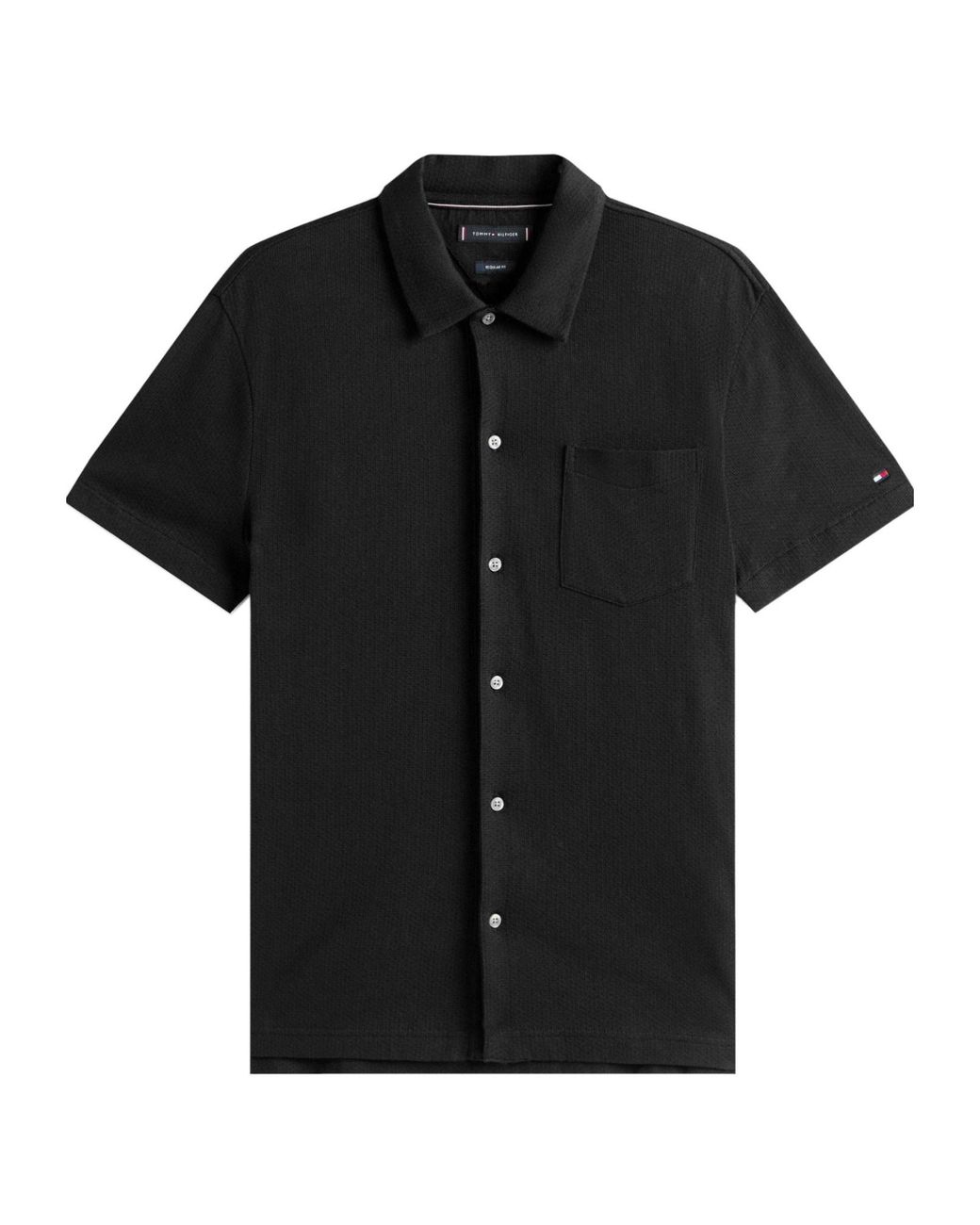 Tommy Hilfiger Black Pointcollar Shortsleeve Shirt for men