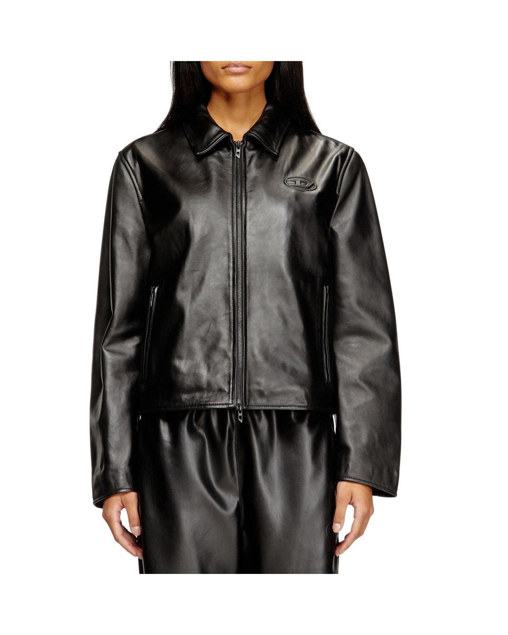 DIESEL Black Simple And Versatile Leather Jacket